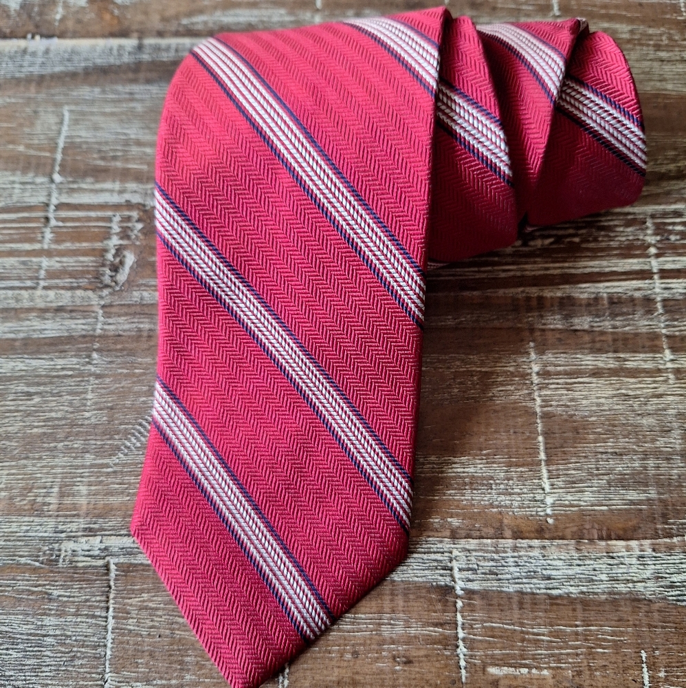 Brooks Brothers Makers Merchants Striped Neck Tie 100% Silk Red‎ 58" Made USA